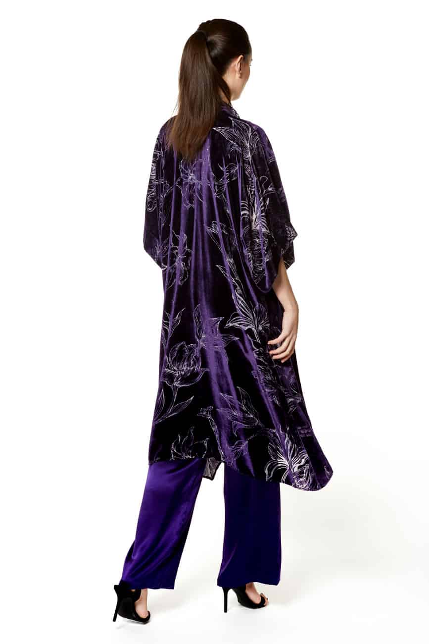 Passion Purple Faberge Velvet Kimono - Christine Silk Lingerie & Loungewear