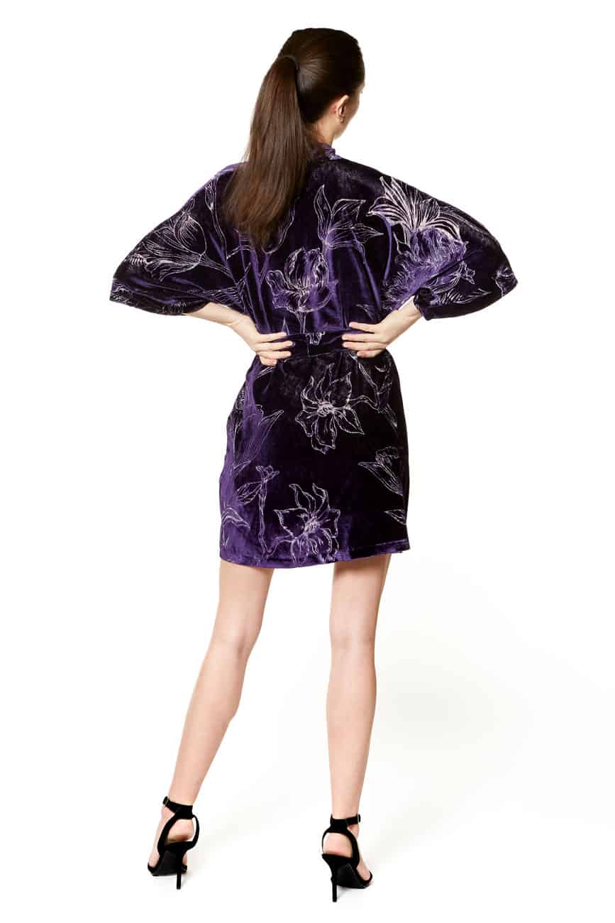 Passion Purple Faberge Velvet Short Robe - Christine Silk Lingerie & Loungewear