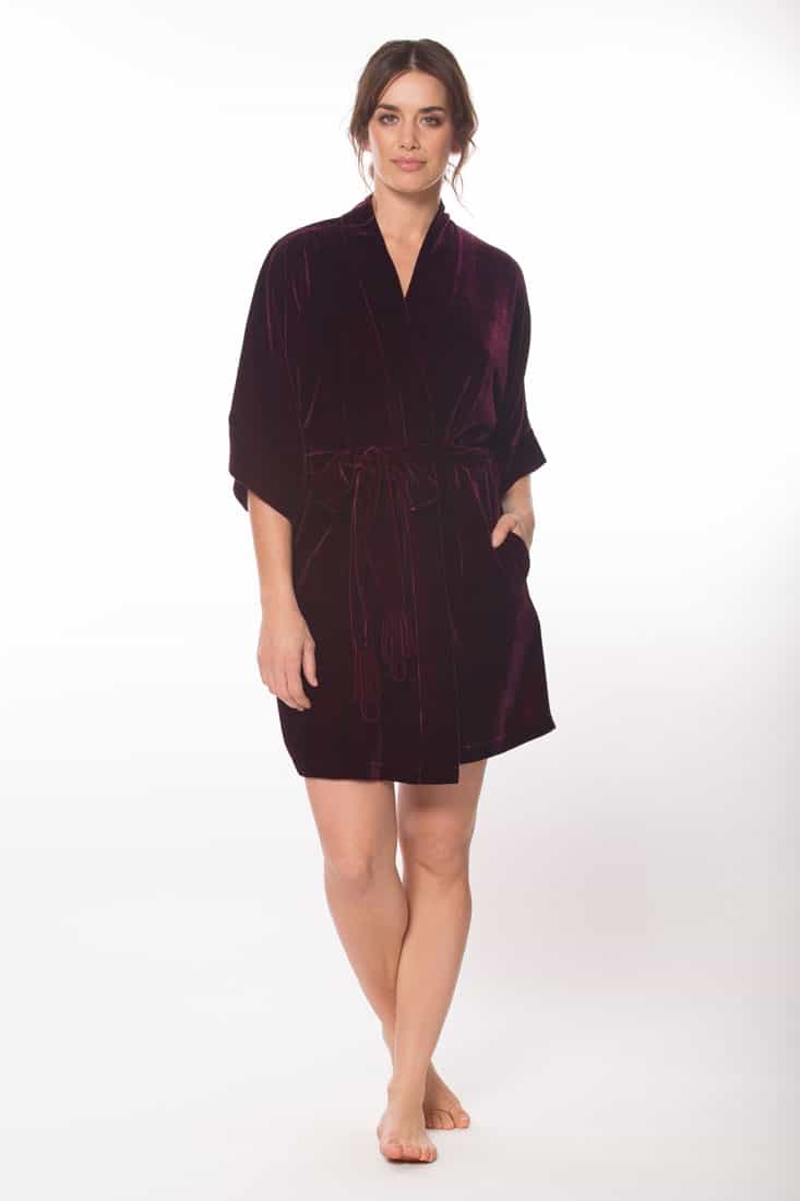 Merlot Velvet Short Robe