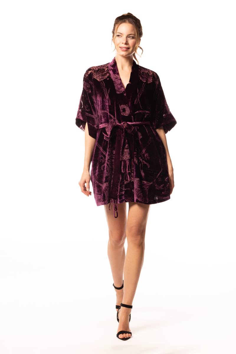 Black Cherry Fabergé Velvet Short Robe