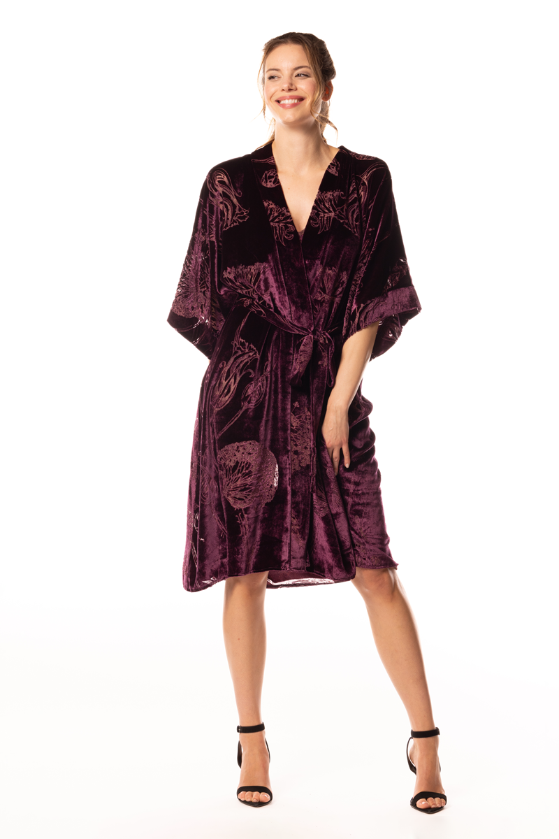 Black Cherry Fabergé Velvet Kimono