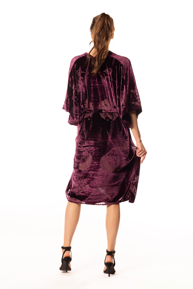 Black Cherry Fabergé Velvet Kimono
