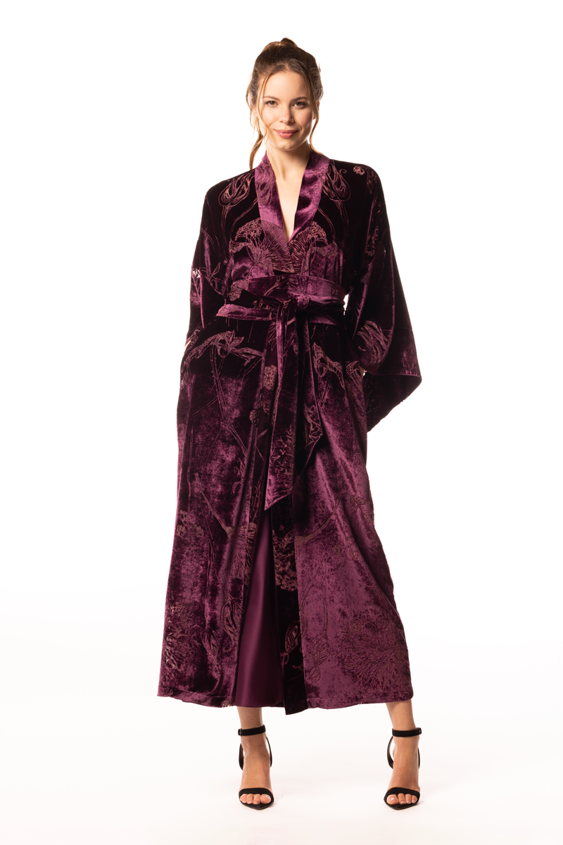 Black Cherry Fabergé Velvet Long Robe