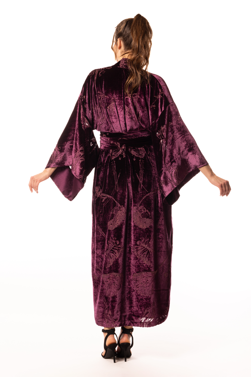 Black Cherry Fabergé Velvet Long Robe