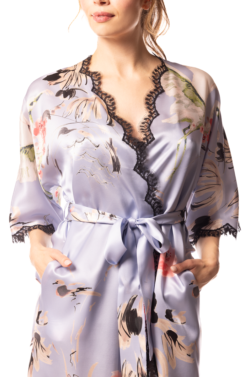 Bella Notte Print Short Robe - Christine Silk Lingerie & Loungewear